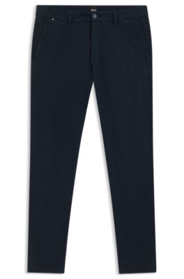 Boss Uomo Blu Scuro Pantaloni Slim Fit In Gabardine
