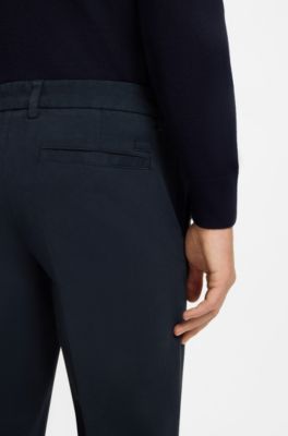 スリムフィットパンツ ストレッチコットンギャバジン, ダークブルー