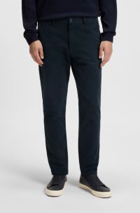Slim-fit trousers in stretch-cotton twill, Dark Blue