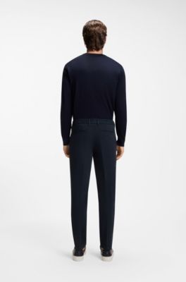 Slim-fit trousers in stretch-cotton gabardine, Dark Blue