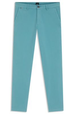Slim-fit trousers in stretch-cotton gabardine, Light Blue