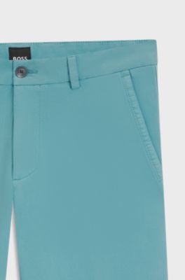 Slim-Fit Hose aus elastischer Baumwoll-Gabardine, Hellblau