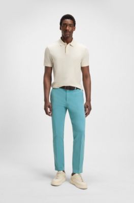Slim-fit trousers in stretch-cotton gabardine, Light Blue