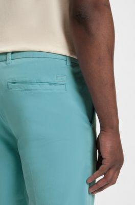 Slim-fit trousers in stretch-cotton gabardine, Light Blue