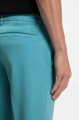 Pantaloni slim fit in gabardine, Celeste