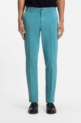 Slim-fit trousers in stretch-cotton gabardine, Light Blue