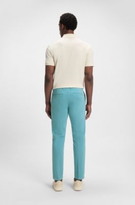 Slim-fit trousers in stretch-cotton gabardine, Light Blue