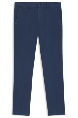Slim-fit trousers in stretch-cotton gabardine, Light Blue