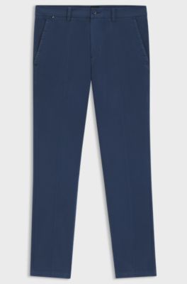 Slim-fit trousers in stretch-cotton gabardine, Light Blue