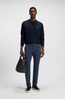 Slim-fit trousers in stretch-cotton gabardine, Light Blue