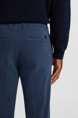 Slim-fit trousers in stretch-cotton gabardine, Light Blue