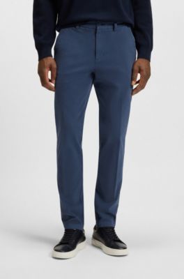 Slim-fit trousers in stretch-cotton gabardine, Light Blue