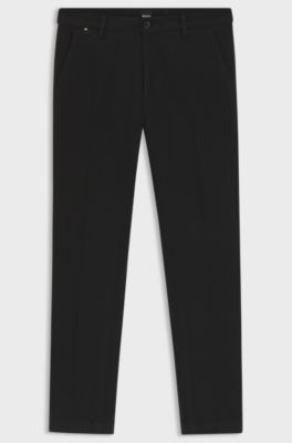 Pantaloni slim fit in cotone elasticizzato strutturato, Nero