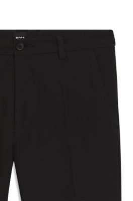 Slim-fit trousers in structured stretch cotton, Black