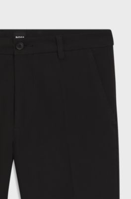 Pantaloni slim fit in cotone elasticizzato strutturato, Nero