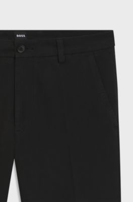 Slim-fit trousers in structured stretch cotton, Black