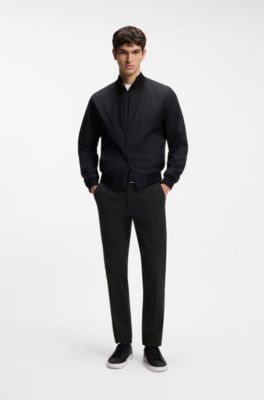 Pantaloni slim fit in cotone elasticizzato strutturato, Nero