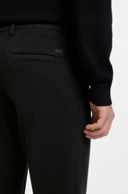 Pantaloni slim fit in cotone elasticizzato strutturato, Nero