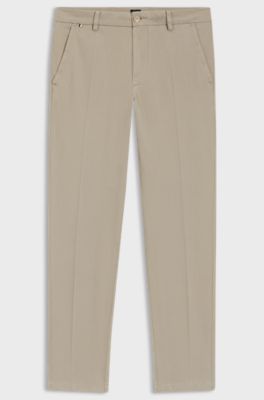 Pantaloni slim fit in cotone elasticizzato strutturato, Beige