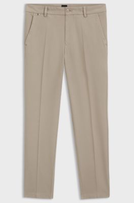 Slim-Fit Hose aus strukturierter Stretch-Baumwolle, Beige