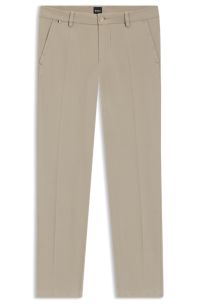 Slim-fit trousers in structured stretch cotton, Beige