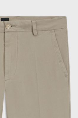 Pantalones slim fit en algod&oacute;n el&aacute;stico estructurado, Beige