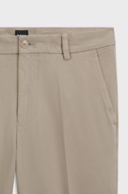 Slim-Fit Hose aus strukturierter Stretch-Baumwolle, Beige