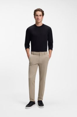 Slim-Fit Hose aus strukturierter Stretch-Baumwolle, Beige