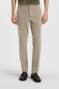 Slim-fit broek van gestructureerde stretchkatoen, Beige