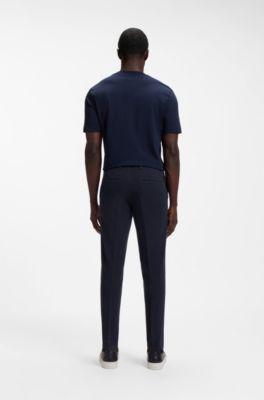 Slim-fit heritage trousers in stretch cotton, Dark Blue