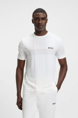 Active stretch-jersey slim-fit T-shirt with moisture management, White