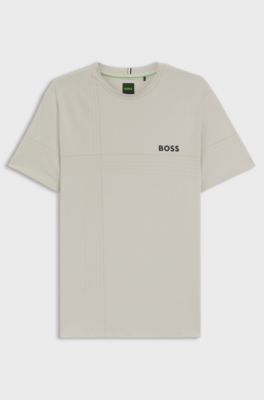 T-shirt slim fit dinamica in jersey elasticizzato con sistema di gestione dell'umidit&agrave;, Beige chiaro