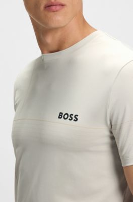 Active Slim-Fit T-Shirt aus Stretch-Jersey mit feuchtigkeitsableitenden Eigenschaften, Hellbeige