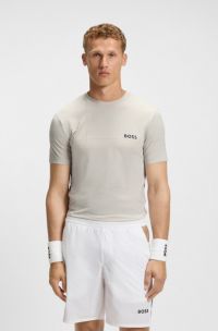 Active stretch-jersey slim-fit T-shirt with moisture management, Light Beige