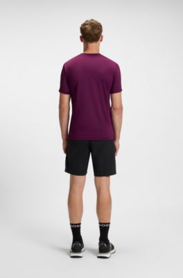Active stretch-jersey slim-fit T-shirt with moisture management, Dark pink