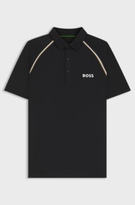 Active slim-fit polo shirt with odour control, Black