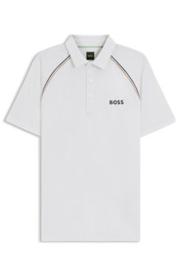 Active slim-fit polo shirt with odour control, White