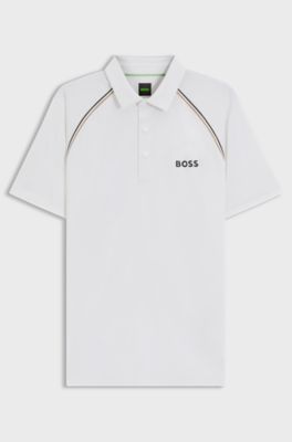 Active slim-fit polo shirt with odour control, White