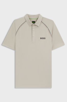 Active slim-fit polo shirt with odour control, Light Beige