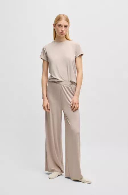 Stretch-jersey pyjama T-shirt with printed logo