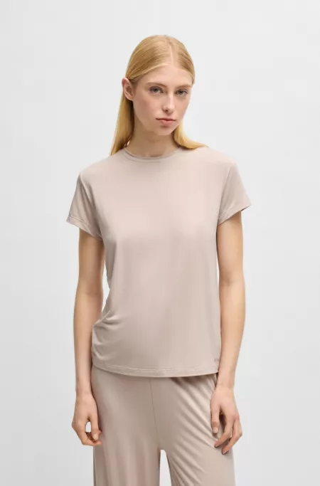 Stretch-jersey pyjama T-shirt with printed logo