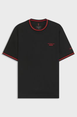 Porsche x BOSS cotton T-shirt with moisture-control finish, Black