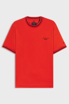 Porsche&nbsp;x&nbsp;BOSS T-Shirt aus Baumwolle mit feuchtigkeitsregulierendem Finish, Dunkelorange