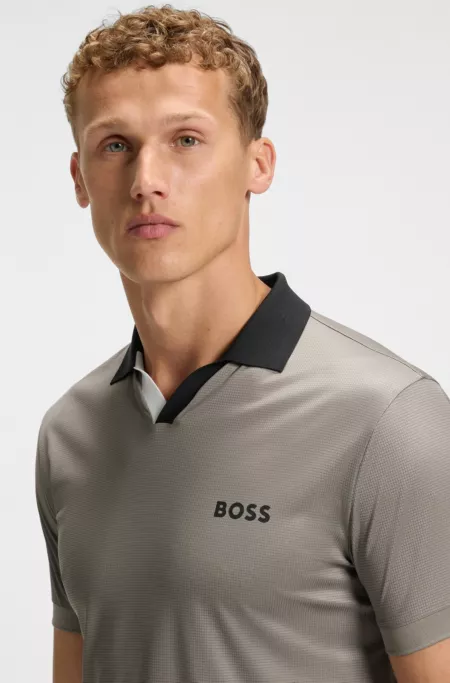 Active slim-fit ripstop polo shirt with colour-blocking