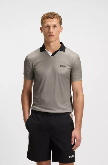 Active slim-fit ripstop polo shirt with colour-blocking