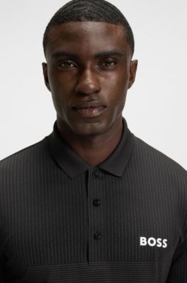 Slim-fit actieve polo met vochtafvoerende eigenschappen, Zwart