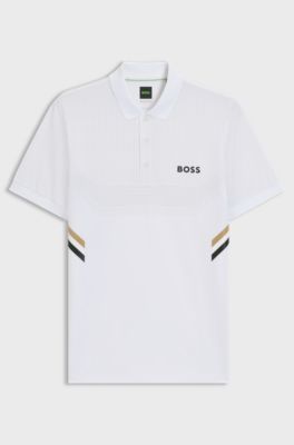 Active slim-fit polo shirt with moisture management, White