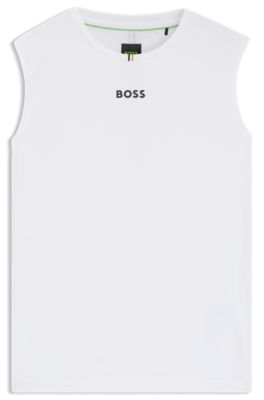 Active tank top in stretch fabric with rear stripes, White