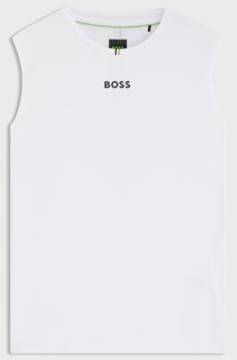 Active tank top in stretch fabric with rear stripes, White