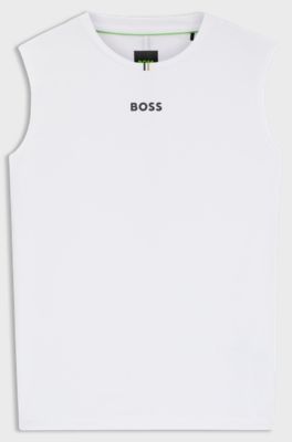 Active tank top in stretch fabric with rear stripes, White